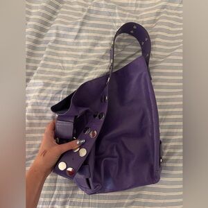 Purple Studded Shoulder Bag